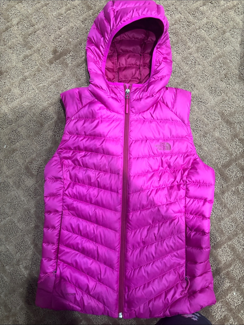 The North Face Hooded Quilted Vest in Fuchsia Pink